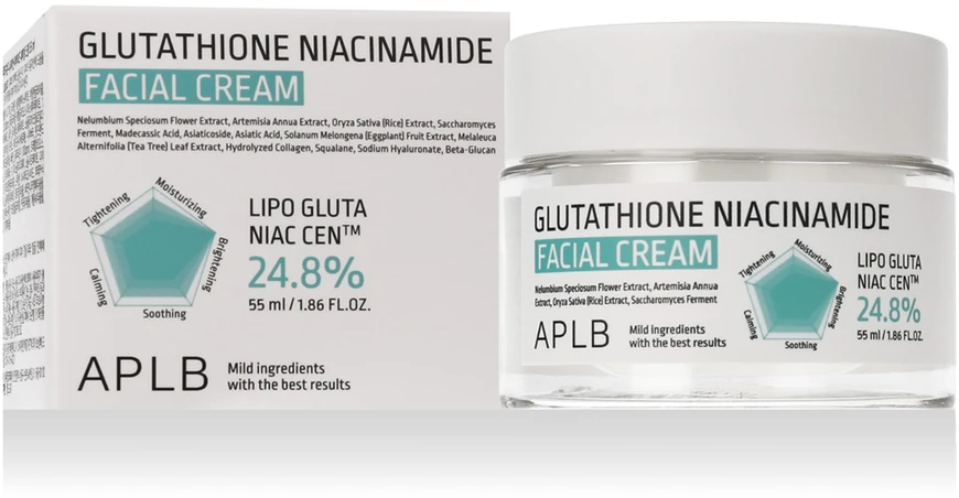 APLB Glutathione Niacinamide Facial Kreminis veido kremas visiems odos tipams, 55 ml