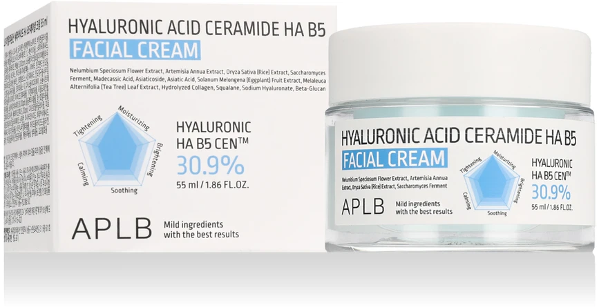 APLB Hyaluronic Acid Ceramide HA B5 Facial Kreminis veido kremas, 55 ml