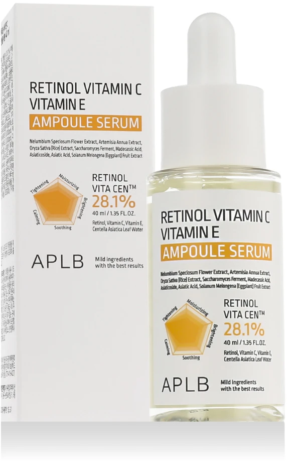 APLB Retinol Vitamin C Vitamin E Ampoule Serum koncentruotas veido serumas su vitaminais ir retinoliu, 40 ml