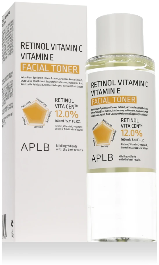 APLB Retinol Vitamin C Vitamin E Facial Toneris veido tonikas, 160 ml