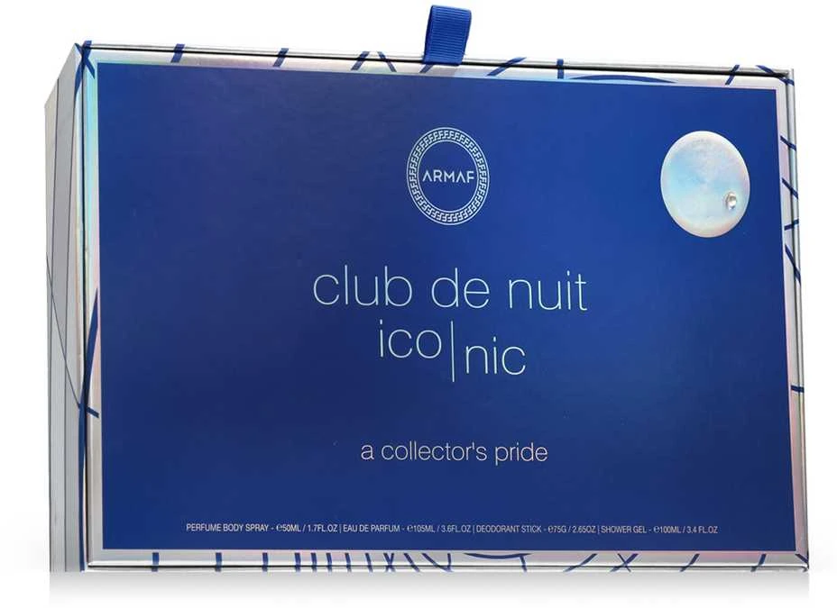 "Armaf Club De Nuit Mėlyna Iconic" - EDP 105 ml + kietasis dezodorantas 75 g + purškiamasis dezodorantas 50 ml + dušo želė 100 ml