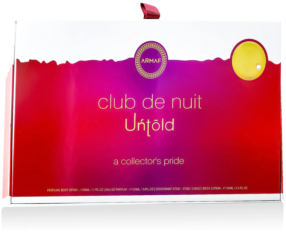 „Armaf Club De Nuit Untold“ – EDP 105 ml + kūno losjonas 100 ml + kietas dezodorantas 75 g + kūno purškiklis 50 ml