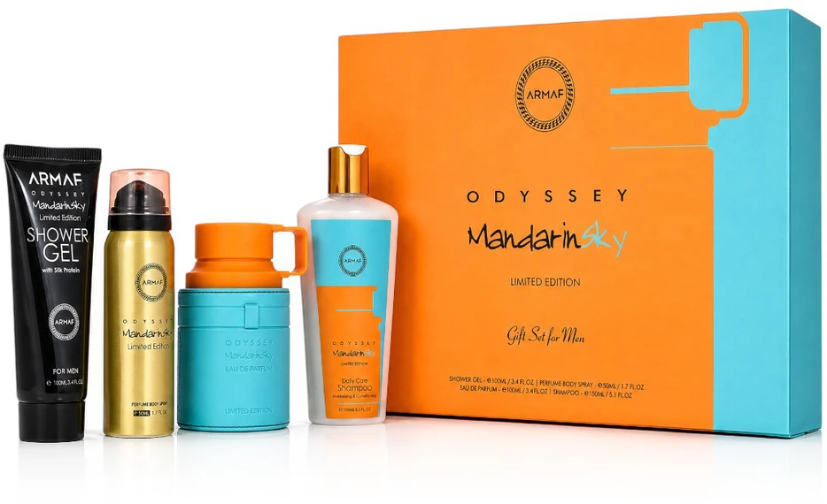 Set Armaf Odyssey Mandarine Sky EDP 100ml + Perfume Body Purškiklis 50ml + Dušo želė 100ml + Šampūnas 100ml