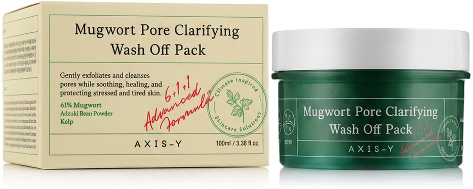 AXIS-Y Mugwort Pore Clarifying Wash Off Pack Poras valanti molio kaukė, 100 ml