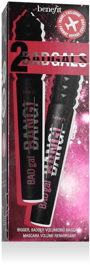 Benefit Duo Set: Badgal Bang! Volumizing Blakstienų tušas apimties suteikiantis blakstienų tušas, atspalvis: 1 Intense Pitch Juodas, 2 x 8,5g
