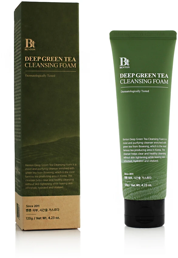 Benton Deep Žalias Tea Cleansing Foam putojantis veido prausiklis su žaliąja arbata, 120 g