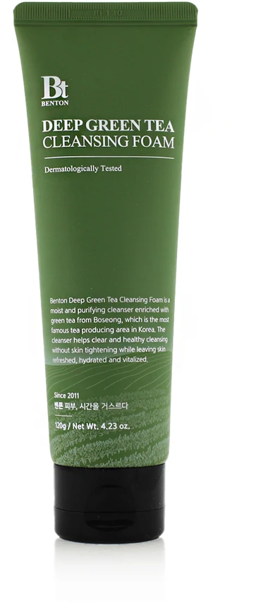 Benton Deep Žalias Tea Cleansing Foam putojantis veido prausiklis su žaliąja arbata, 120 g