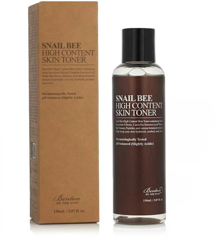 Benton Snail Bee High Content Skin Toneris tonikas veidui su sraigių mucinu ir bičių nuodais, 150 ml