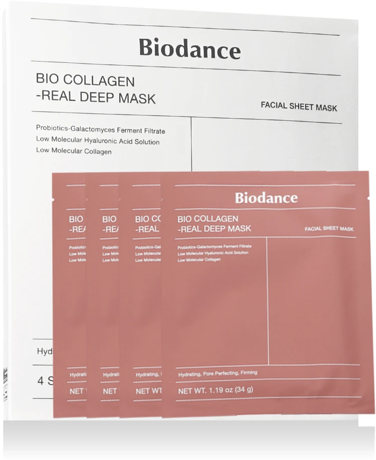 Biodance Bio-Collagen Real Deep veido kaukių rinkinys, 4 vnt. / 34 g