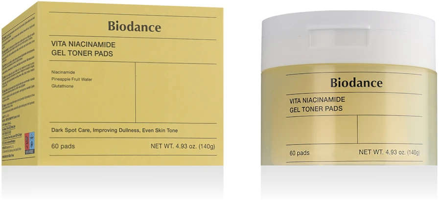 Biodance Vita Niacinamide Gel Toner Pads geliniai toniniai padeliai veidui, 60 vnt