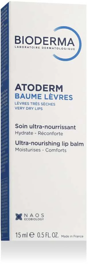 Bioderma Atoderm Repairing Lūpų balzamas atkuriamasis lūpų balzamas, 15 ml
