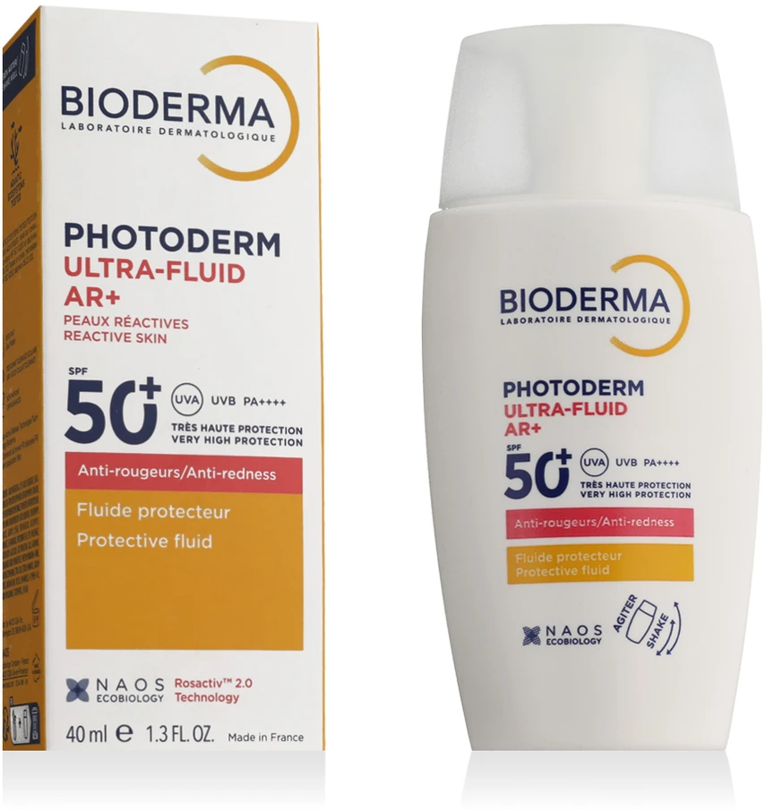 Bioderma Photoderm Ultra-Fluid AR+ SPF 50+ apsauginis veido fluidas raustančiai odai, 40 ml