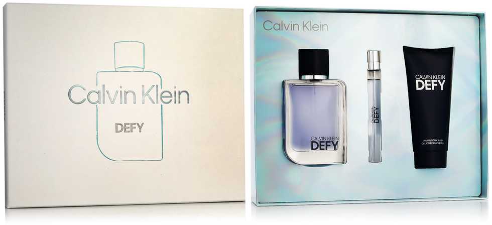 Calvin Klein Defy EDT rinkinys vyrams (EDT 100 ml + Dušo želė 100 ml + EDT 10 ml)