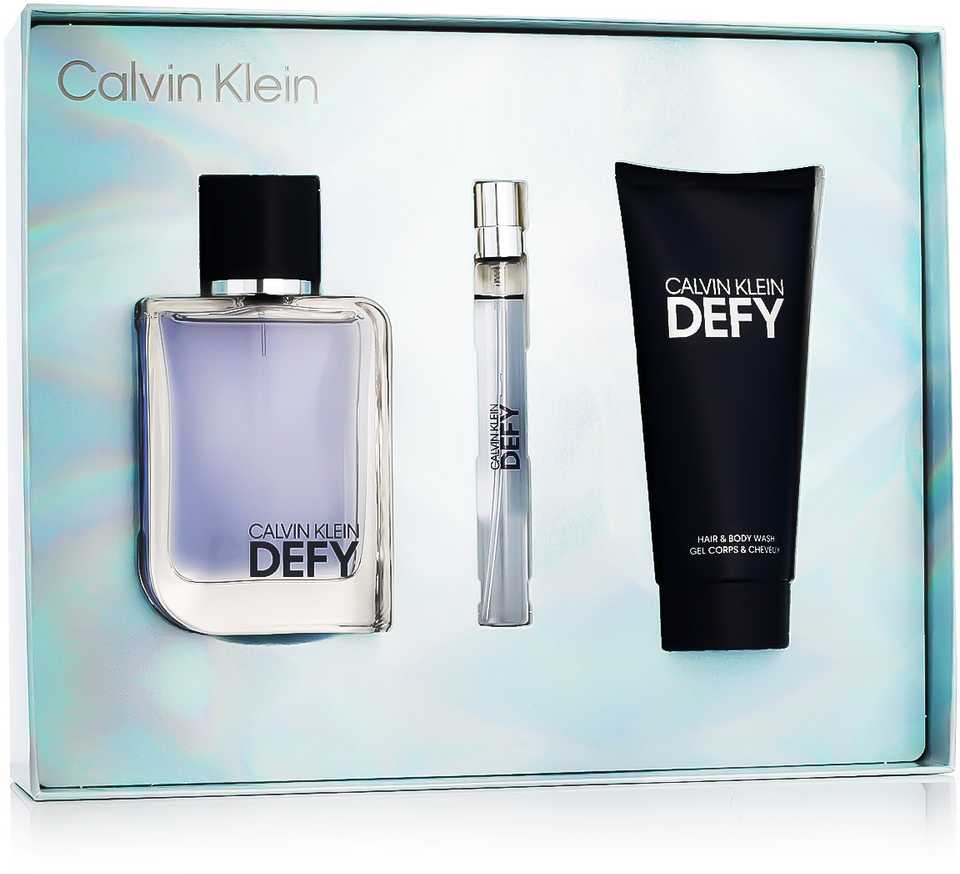Calvin Klein Defy EDT rinkinys vyrams (EDT 100 ml + Dušo želė 100 ml + EDT 10 ml)