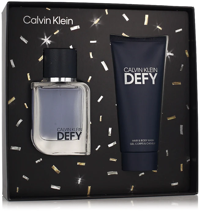Set Calvin Klein: Defy Woody-aromatic Dušo želė & Šampūnas 2-In-1, 100 ml + Defy Eau De Toilette For Men, 50 ml