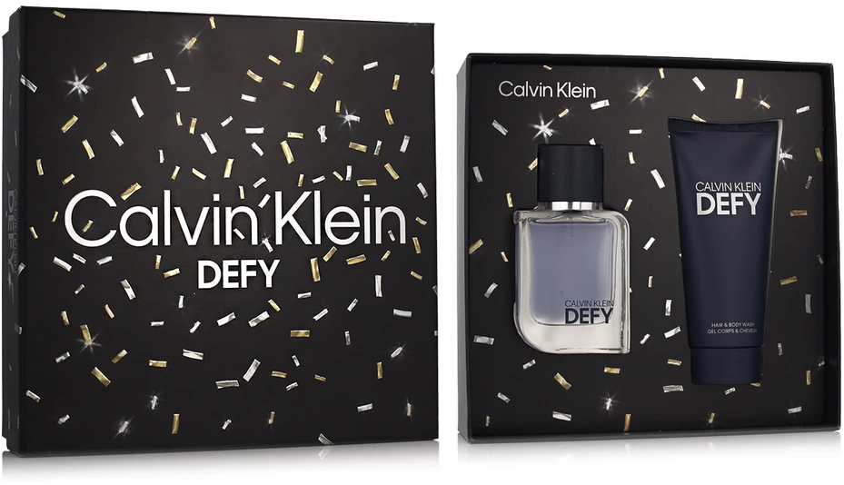 Set Calvin Klein: Defy Woody-aromatic Dušo želė & Šampūnas 2-In-1, 100 ml + Defy Eau De Toilette For Men, 50 ml