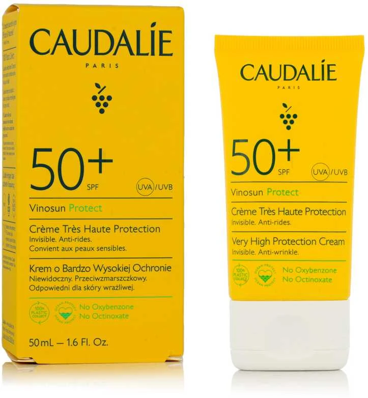 Caudalie Vinosun Protect Kreminis SPF 50 apsauginis kremas nuo saulės, 50 ml