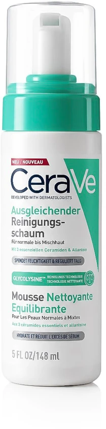 CeraVe Balancing Air Foam Valiklis valomosios veido putos, 148 ml