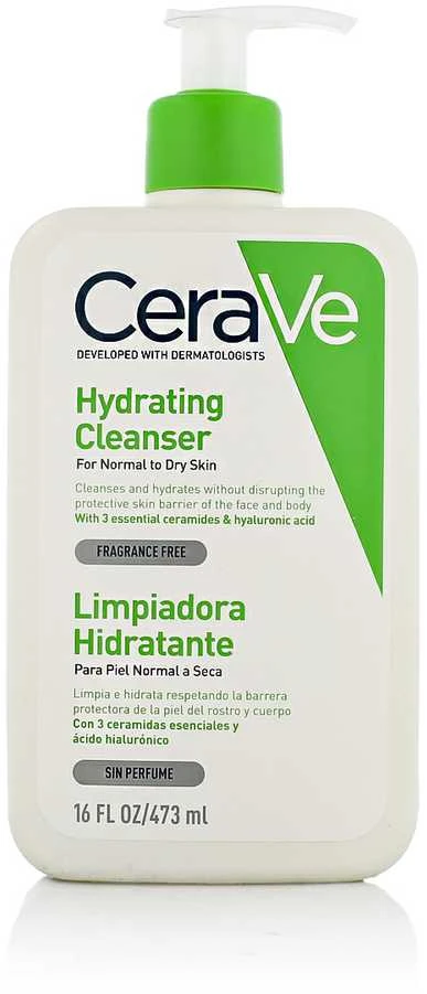 Drėkinamasis veido ir kūno prausiklis normaliai ir sausai odai Cerave Hydrating Cleanser, 473 ml
