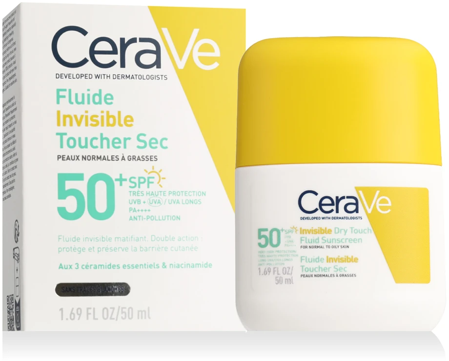 CeraVe Invisible Oil-Control Hydrating Sunscreen Fluid SPF 50+ apsauginis fluidas nuo saulės, 50 ml