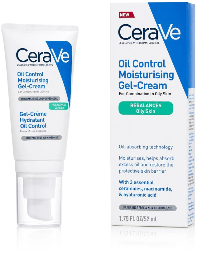 CeraVe Oil Control Moisturising Gel gelinis veido kremas, 52 ml