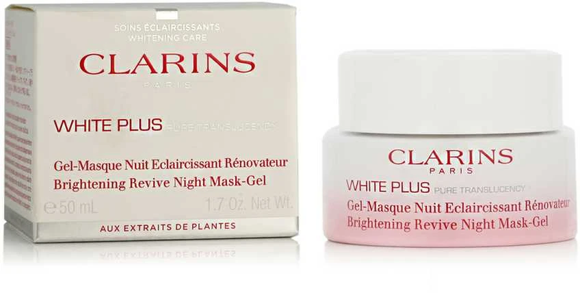Clarins Baltas Plus Brightening Revive Night Mask-Gel Face Mask moterims, 50 ml