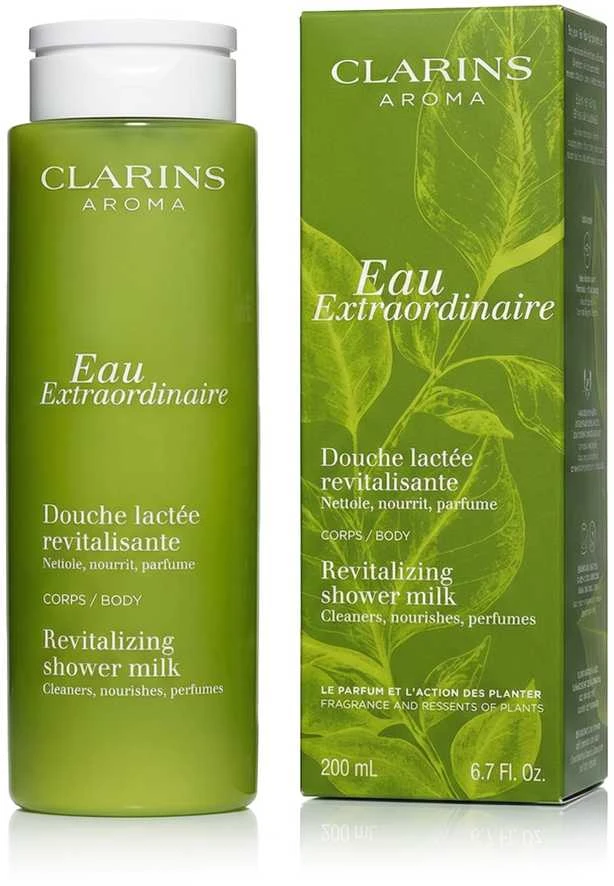 Clarins Eau Extraordinaire Revitalizing Shower Milk gaivinantis pieniškas prausiklis kūnui, 200 ml