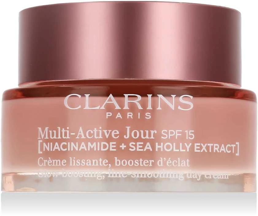 „Clarins Multi-Active Jour SPF15 Day“ visiems odos tipams [niacinamidas ir jūros bugienio ekstraktas], 50 ml