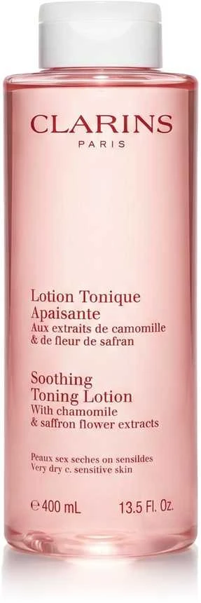 Clarins Soothing Toning Lotion Camomile & Saffron Flower tonikas sausai / jautriai odai, 400 ml