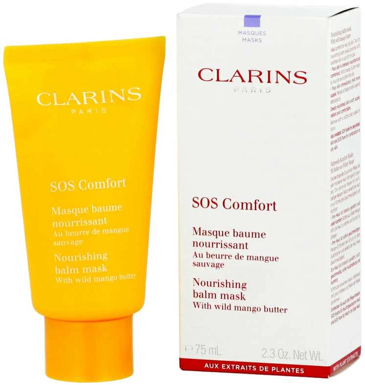 Clarins SOS Comfort maitininantis Balm Mask maitinamoji kaukė labai sausai odai su laukinių mangų sviestu, 75 ml