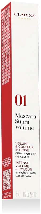 Blakstienų tušas Clarins Supra Volume, spalva: 01 Intense Black, 8 ml