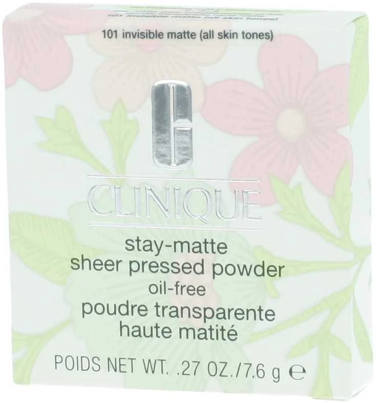 Clinique Stay Matte Sheer Pressed Powder kompaktinė pudra, atspalvis: 101 Invisible Matte, 7.6 g