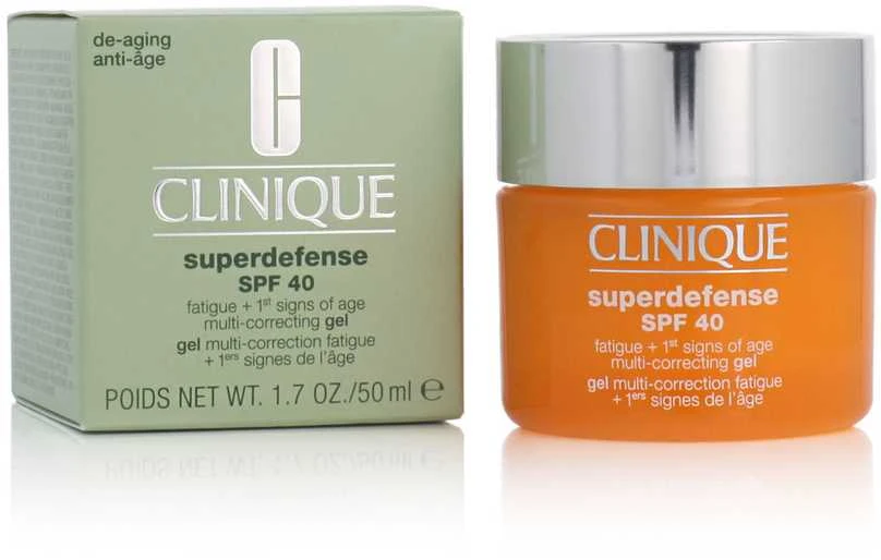 Clinique Superdefense Broad Spectrum SPF 40 Fatigue + First Signs Of Age Multi-correcting Gel jauninamasis veido kremas-gelis, 50 ml