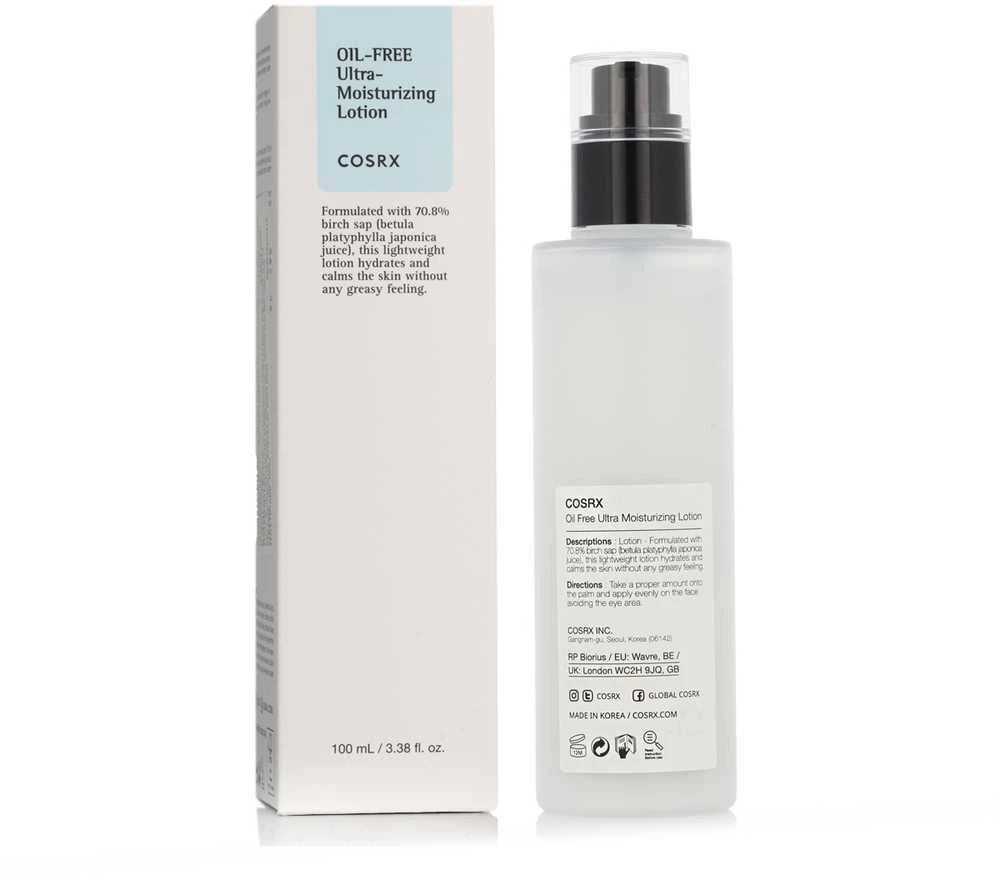 COSRX Oil-Free Ultra-Moisturizing Lotion with Birch Sap Veido losjonas be aliejaus, 100 ml