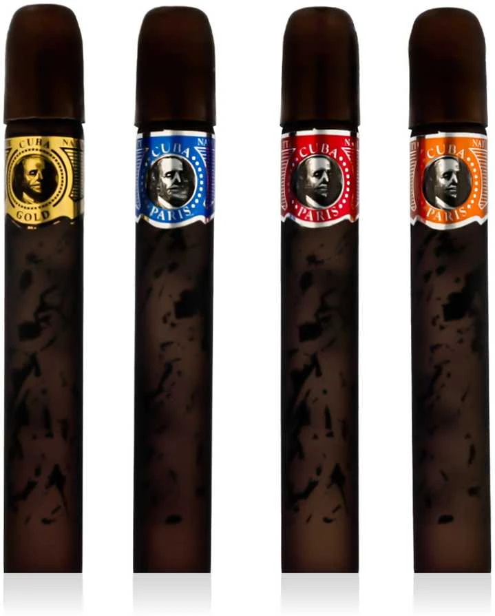 Cuba Set Miniatures rinkinys vyrams (EDT Gold, 5 ml + EDT Mėlyna, 5 ml + EDT Oranžinis, 5 ml + EDT Raudona, 5 ml)