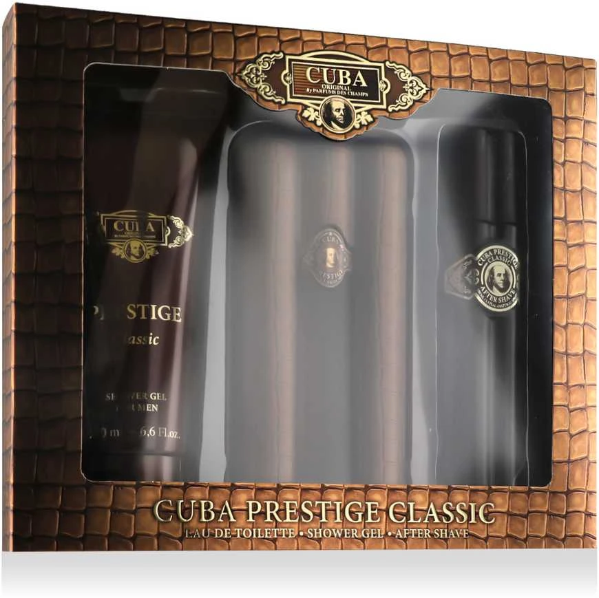 Cuba Prestige rinkinys vyrams (EDT, 90 ml + dušo želė, 200 ml + vanduo po skutimosi, 100 ml)