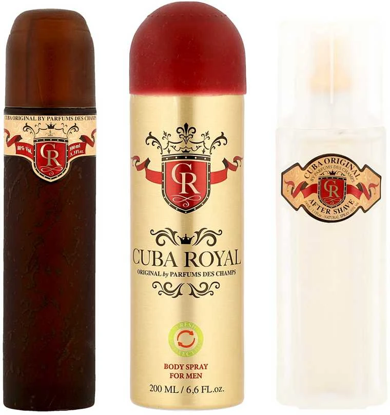Cuba Royal rinkinys vyrams (EDT, 100 ml + dezodorantas, 200 ml + losjonas po skutimosi, 100 ml)