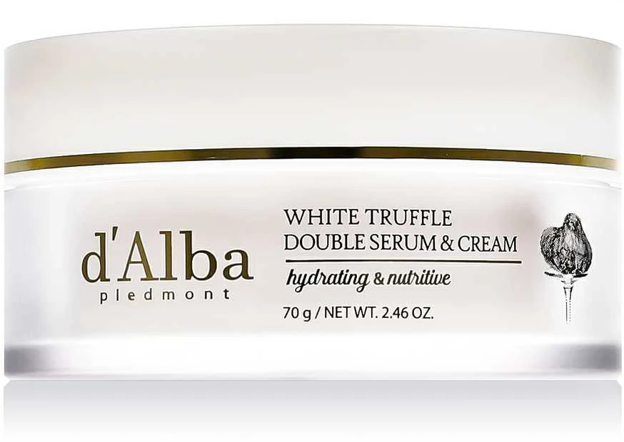 d'Alba Baltas Truffle Double Serum & Kreminis dvigubas drėkinantis ir maitinantis veido kremas / serumas su baltaisiais triufeliais, 70 g