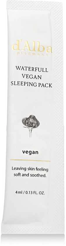 d'Alba Baltas Truffle Waterfull Vegan Sleeping Pack naktinė veido kaukė su baltaisiais triufeliais, 12 x 4 ml