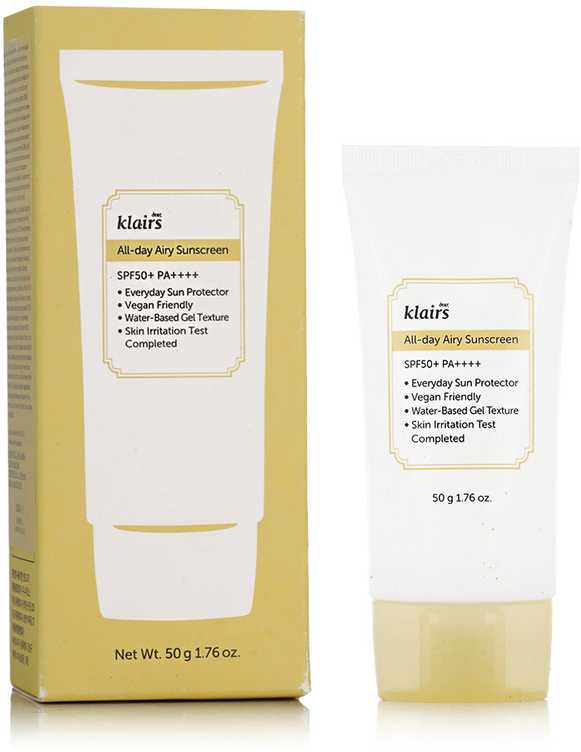 Klairs All-Day Airy Sunscreen SPF 50+PA++++ apsauginis veido kremas nuo saulės, 50 g