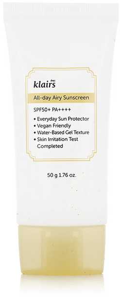 Klairs All-Day Airy Sunscreen SPF 50+PA++++ apsauginis veido kremas nuo saulės, 50 g