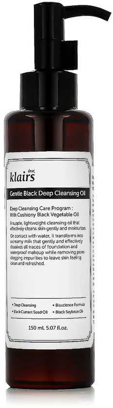 Klairs Gentle Juodas giliai valantis aliejus, 150 ml