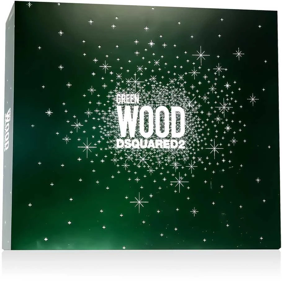 Dsquared2 Žalias Wood rinkinys vyrams (EDT, 100 ml + dušo želė, 100 ml + balzamas po skutimosi, 100 ml)
