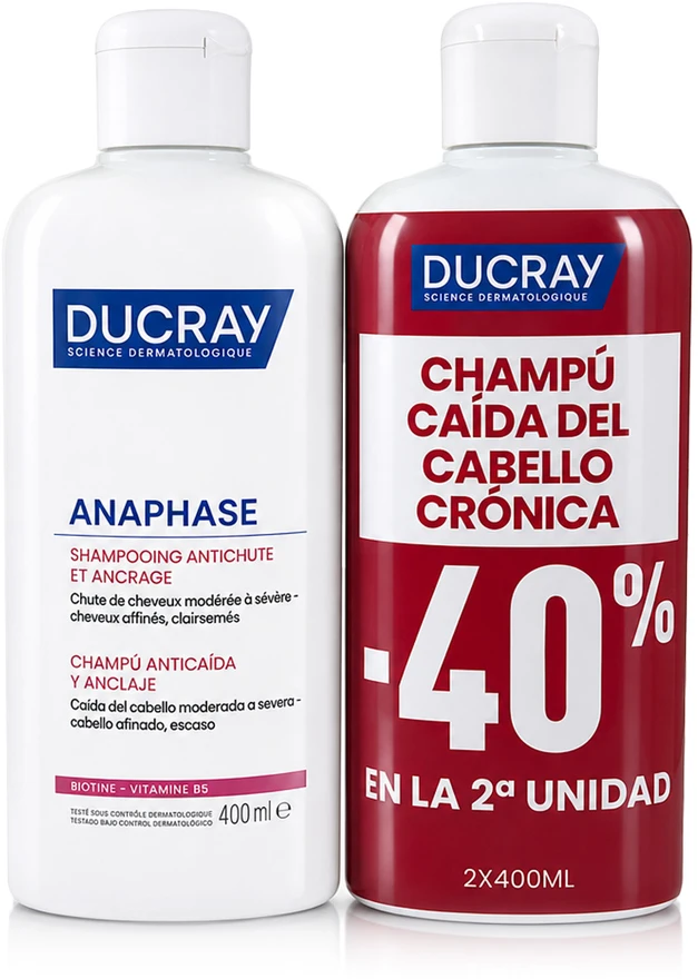 Ducray Anaphase Chronic Hair Loss Anti-Thinning Šampūnas šampūnas nuo plaukų slinkimo, 2 x 400 ml