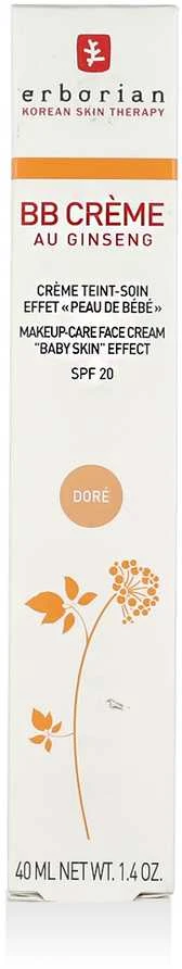 Veido kremas Erborian BB Crème Au Ginseng SPF20, 40 ml, spalva: Doré