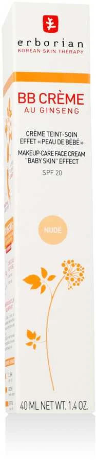 Erborian BB veido kremas su ženšenio ekstraktu ir SPF 20, spalva: Nude, 40 ml
