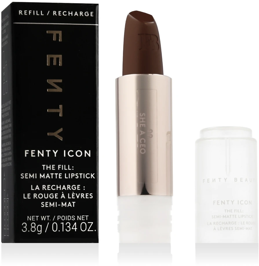 „Fenty Beauty Icon Semi Matte Kreminis“ lūpų dažai, 09 „She A Ceo“ papildymas, 3,8 g