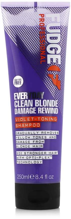 Fudge Professional Clean Skirtas šviesiems plaukams Damage Rewind Everyday Violet-Toning Šampūnas šampūnas šviesiems plaukams, 250 ml