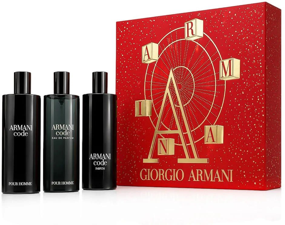 Set Giorgio Armani: Code Parfum For Men Papildomas, 15 ml + Code Eau De Toilette For Men, 15 ml + Code Eau De Parfum For Men, 15 ml