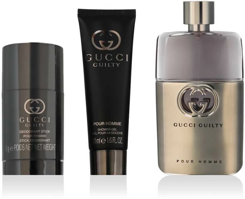„Gucci Guilty Homme“ EDT rinkinys, 90 ml dezodorantas su pieštuku, 75 g gelis, 75 ml